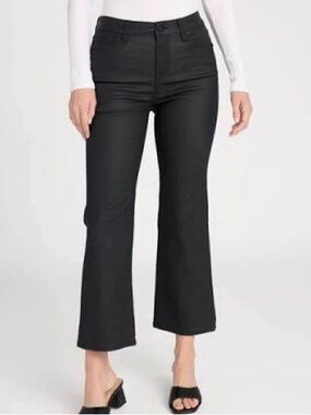 NWT Liverpool Hannah Black Coated Crop Flare Jeans Size 16/33